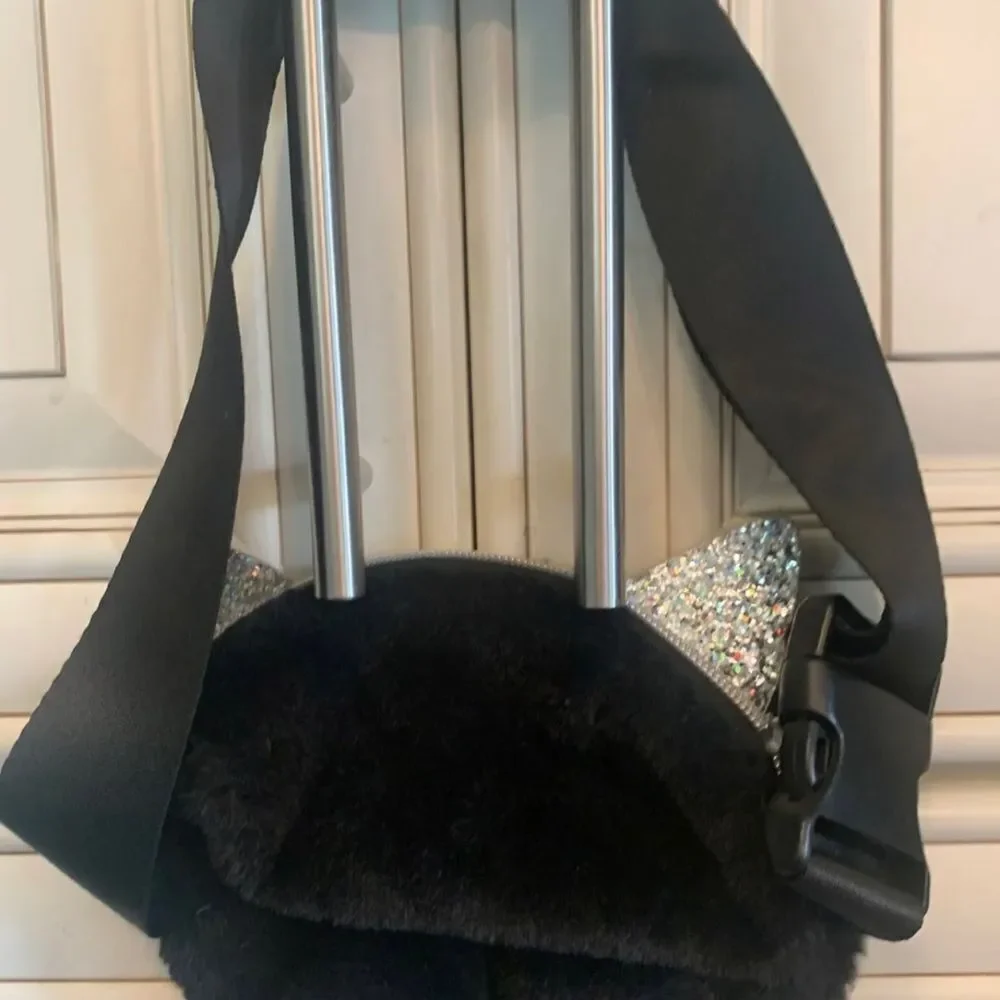 Target Black faux fur adjustable Cat Fanny pack